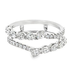 Vlora 14kt White Gold Oval And Round Diamonds Ring Jacket/enhancer