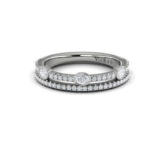 Vlora 14kt White Gold Double-row Oval And Round Diamonds Band Ring