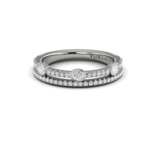 Vlora 14kt White Gold Double-row Oval And Round Diamonds Band Ring