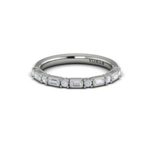 Vlora 14kt White Gold Baguette And Round Diamonds Band Ring