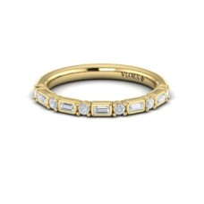 Vlora 14kt Yellow Gold Baguette And Round Diamonds Band Ring