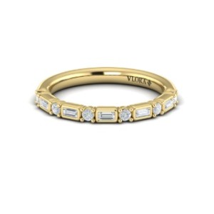Vlora 14kt Yellow Gold Baguette And Round Diamonds Band Ring