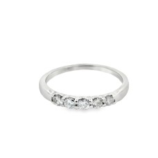 Estate 14kt White Gold 5 Stone Diamond Band Ring