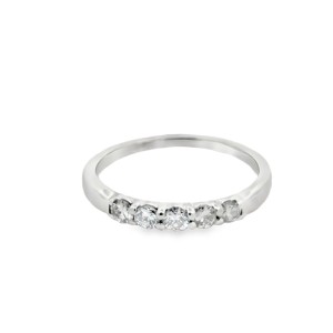 Estate 14kt White Gold 5 Stone Diamond Band Ring
