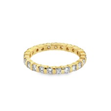 Estate 14kt Yellow Gold Bar Set Diamond Eternity Band Ring