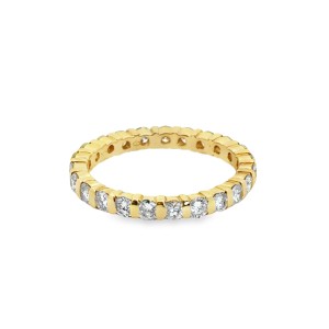 Estate 14kt Yellow Gold Bar Set Diamond Eternity Band Ring