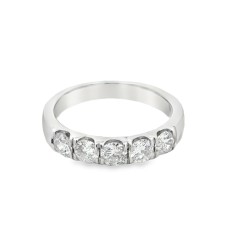 Estate 14kt White Gold Five-diamond Band Ring