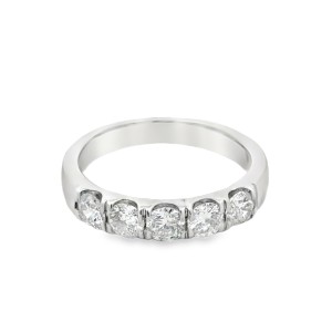 Estate 14kt White Gold Five-diamond Band Ring