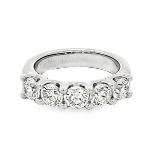 Platinum Prong-set Diamond Five-stone Band Ring