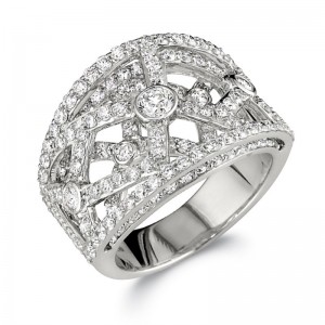 Peter Storm 18kt White Gold Lattice Diamond Ring