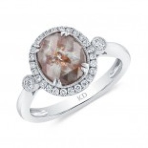14kt White Gold Inspired Halo Rough Diamond Ring