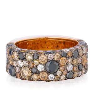 Christophe Danhier 18kt Rose Gold Multi Color Diamond Band Ring