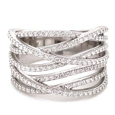 Peter Storm 14kt White Gold Wide Criss-cross Diamond Ring