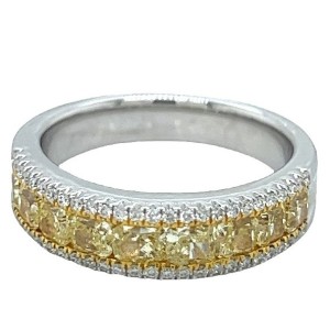 18kt White Gold Yellow And White Diamonds Band Ring