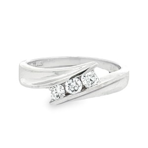 Estate 14kt White Gold Diamond Bypass Band Ring