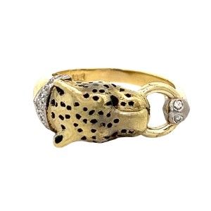Estate 18kt Yellow Gold Panther Ring