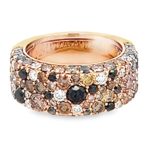 Christophe Danhier 18kt Rose Gold Multi Color Diamond Band Ring
