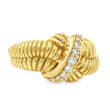 Estate 18kt Yellow Gold Diamond Knot Cable Ring
