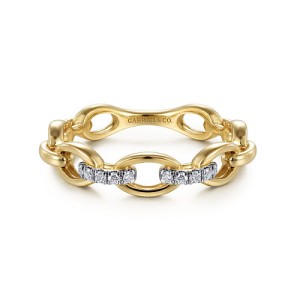 Gabriel & Co. 14kt Yellow Gold And Diamond Stackable Band Ring