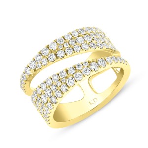 18kt Yellow Gold Geometric Design Pave Diamond Band Ring