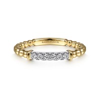 Gabriel & Co, 14kt Yellow Gold "Bujukan" Polished Bead And Diamonds Band Ring