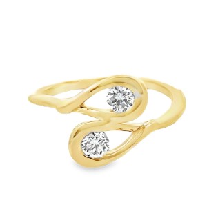 Forever Storm 14kt Yellow Gold Diamond Bypass Loop Ring