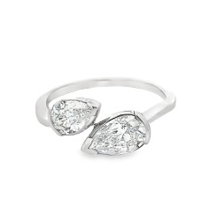 Forever Storm Platinum Pear-shaped Diamond Bypass Style Ring