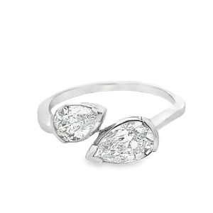Forever Storm Platinum Pear-shaped Diamond Bypass Style Ring