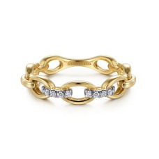Gabriel & Co. 14kt Yellow Gold And Diamond "links" Band Ring