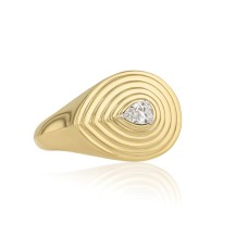Phillips House 18kt Yellow Gold Sideways Teardrop Diamond Ring