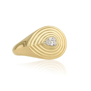 Phillips House 18kt Yellow Gold Sideways Teardrop Diamond Ring