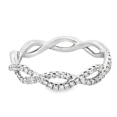 Estate 14kt White Gold Diamond Twist Band Ring