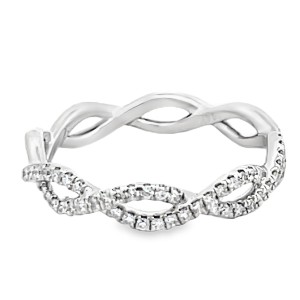 Estate 14kt White Gold Diamond Twist Band Ring