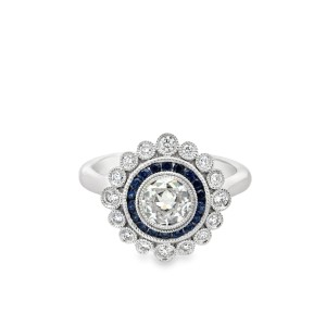 14kt White Gold Diamond And Sapphire Double-halo Ring