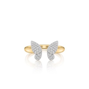 Phillips House 14kt Yellow Gold Diamond Mini Butterfly Ring