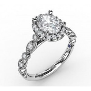 Fana 14kt White Gold Oval Diamond Halo Engagement Ring Mounting