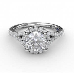 Fana 14kt White Gold Diamond Halo Engagement Ring Mounting