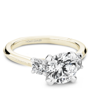 Noam Carver Atelier14kt Yellow Gold And Platinum Round Three-stone Engagement Ring Mounting