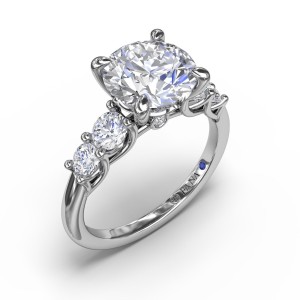 14kt White Gold Round Diamond Engagement Ring Mounting