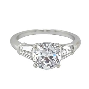 Peter Storm 14kt White Gold Diamond Baguettes Engagement Ring Mounting