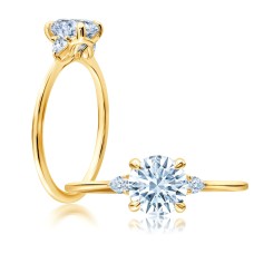 Peter Storm 14kt Yellow Gold Round And Pear-shaped Diamond Engagement Ring Mounting