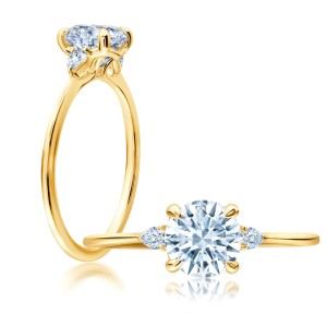 Peter Storm 14kt Yellow Gold Round And Pear-shaped Diamond Engagement Ring Mounting