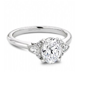 Noam Carver 14kt White Gold Accented Three-stone Oval Diamond Engagement Ring Mounting