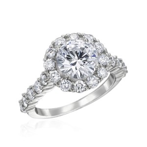 Gumuchian Platinum Diamond Halo Engagement Ring Mounting