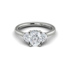 Vlora Platinum Oval And Half-moon Diamonds Three-stone Engagement Ring Mounting