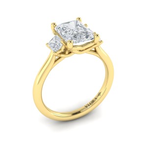 Vlora 14kt Yellow Gold Three-stone Emerald Cut Diamonds Engagement Ring Mounting
