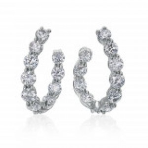 Gumuchian 18kt White Gold "New Moon" Diamond Hoop Earrings