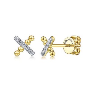 Gabriel & Co. 14kt Yellow Gold And Diamond "X" Earrings