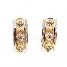 Estate 14kt Yellow Gold Diamond Hoop Earrings