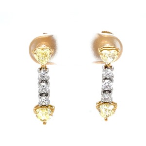 Estate 18kt Two-tone Gold Yellow And White Diamond Drop Earrings